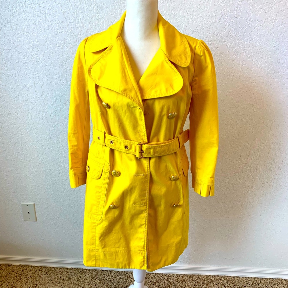 Vintage Juicy Couture trench coat with 3/4 length sleeves and pleated trim